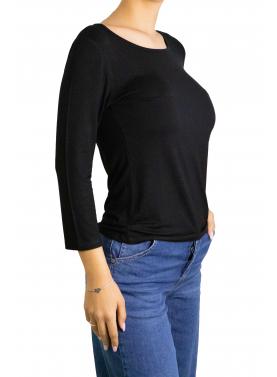 Maglia girocollo tinta unita manica 3/4
